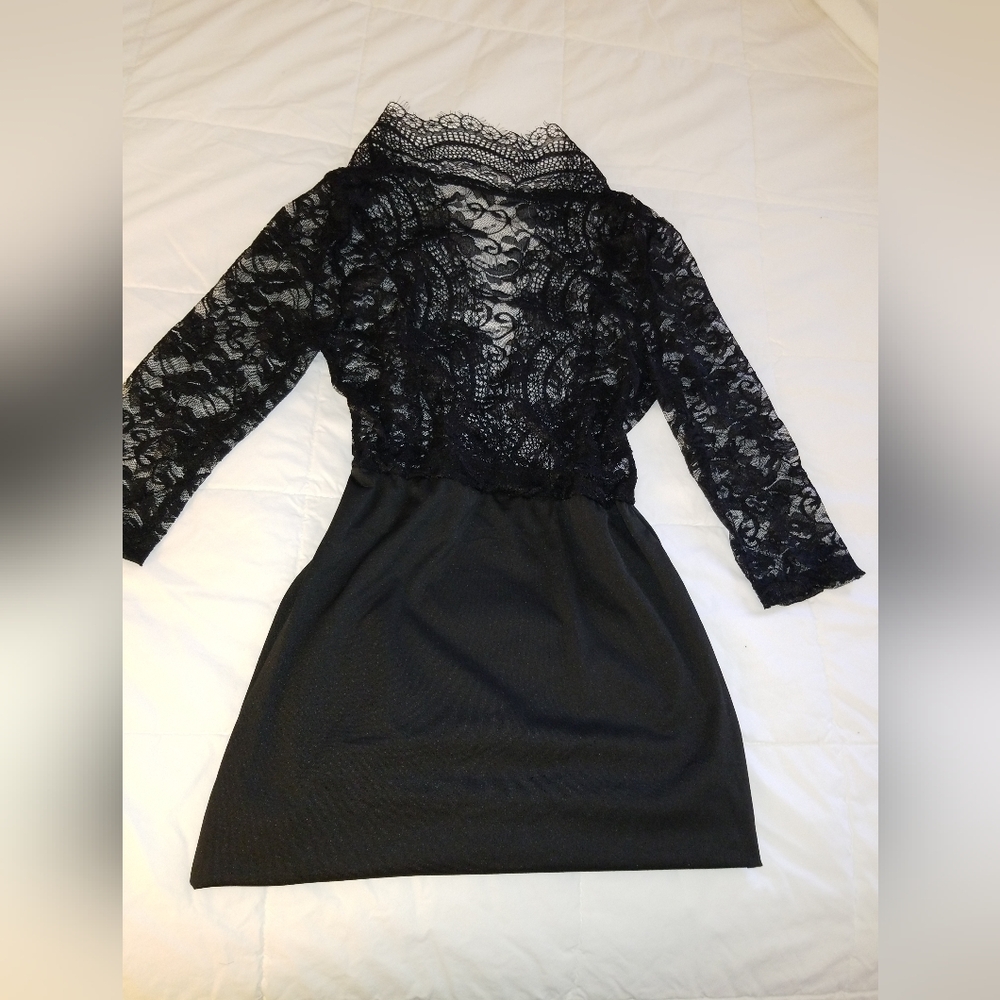 Black Lace Gothic Chic Body Con Dress